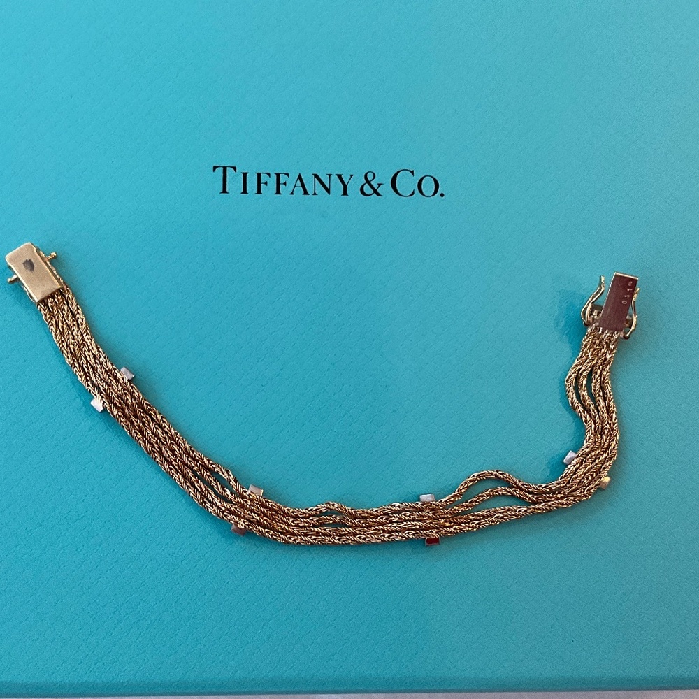 TIFFANY & CO. Vintage 18k Gold & Diamond Rope Bracelet - Picture 4 of 13